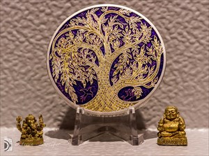 Celtic Tree of Life Geocoin - Purple on Satin Silv