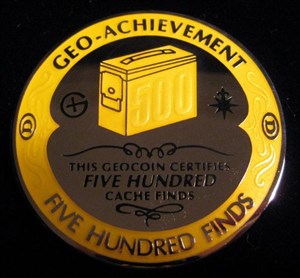 500 Finds Geo-Achievement Geocoin
