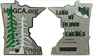 2009 MnGCA Geocoin - Shiny Silver