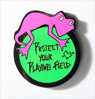 Orion&#39;s GecKo Geocoin - Crazy Neon Edition (front)