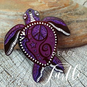 Peace Turtle Geocoin - Purple Dream Edition front