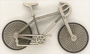 Bicycle Geocoin - Antik Silber