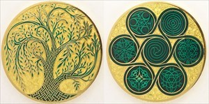 Celtic Tree of Life Geocoin - Green in Gold (Error