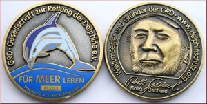 Save the Dolphins Geocoin Two Tone LE75 (Charity)