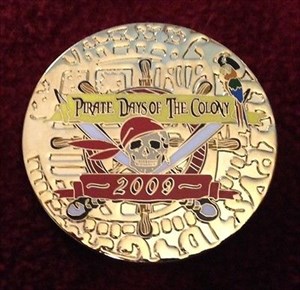Pirate Days of the Colony 2009 Geocoin gold front