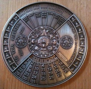 Maya calender coin front