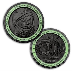 Gagarin - First Man In Space Geocoin black nickel_