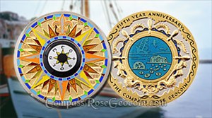 Compass Rose 5th Anniversary Geocoin - Mediterrane