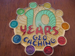 10 Years of Geocaching coin