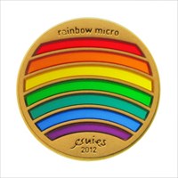 rainbow micro geocoin, matte gold