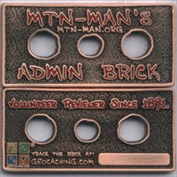 MC654 mtn-man Admin Brick Geocoin 
