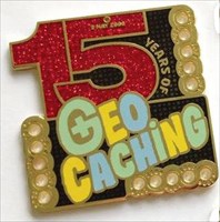 15 Years of Geocaching Geocoin gold