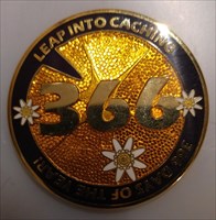 Leap into Cacheing 366 Geocoin - UK Edition front