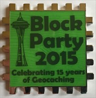 LordT&#39;s Block Party 2015 Cube 1/6 Geocoin - Front