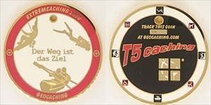 Extremcaching 2010 Geocoin Gold RED OE