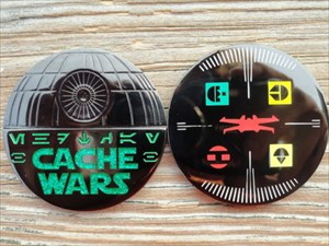 Cache Wars II Geocoin - Darkside Yoda Edition gree