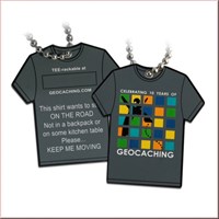 10 years of Geocaching T Shirt Travel Tag