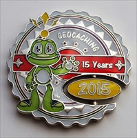15 Years of Geocaching Geocoin (Front)