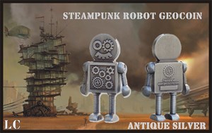 Steampunk Robot Geocoin *antique silver*