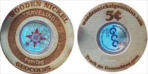 GJG&#39;s Wooden Nickel Geocoin and Pathtag