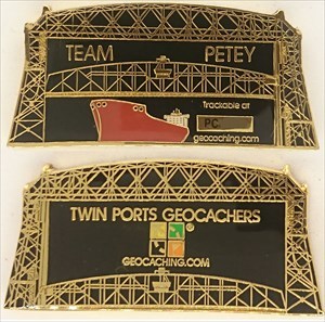 Team Petey&#39;s Twin Ports Geocoin - Gold LE 200