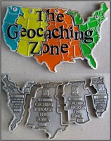 Geocaching Zone USA Geocoins (one for each time zo