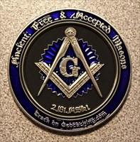 Masonic Geocoin antik silver 1v100 front