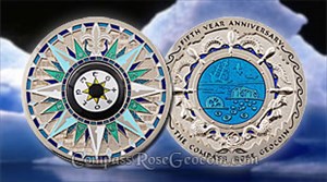 Compass Rose 5th Anniversary Geocoin - Antarctic