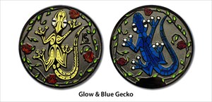 Blue &amp; Glow Gecko Geocoin