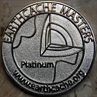 Earthcache Master Geocoin Platinum front