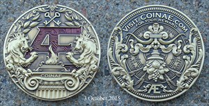 hallllilley&#39;s Gold and Ruby Red AE Geocoin
