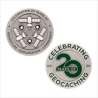 Celebrating 20 Years of Geocaching Geocoin