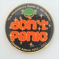 Hitchhikers Guide Round Geocoin front