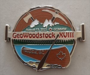 GeoWoodstock XVIII Logo Geocoin front