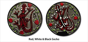 Red, White, Black Gecko Geocoin