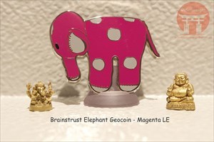 Brainstrust Elephant Geocoin - Magenta LE