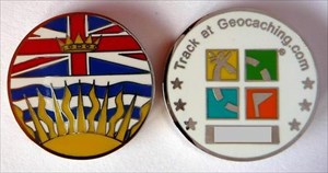 British Columbia Flag Micro Geocoin nickel