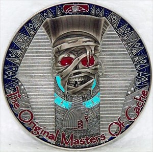 Masters of the Cache II Geocoin Egyptian Mummy ant