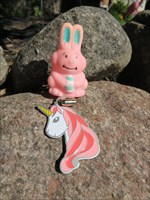 Pink unicorn tag plus bunny
