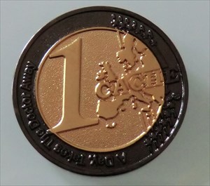 1-Euro-Geocoin-Black Nickel-Gold