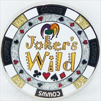 COWWS Poker Chip Jokers Wild gold glitter front