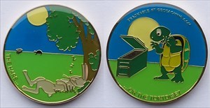 Tortoise and Hare Geocoin - Gold