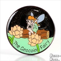 Geocoin Fairy Geocoin black nickel glow front