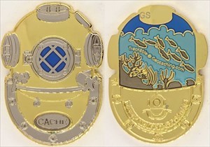Deep Diving Caching Geocoin - Two Tone (Nickel wit