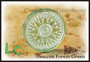 Compass Rose Crystal Geocoin *Amazon Forest*