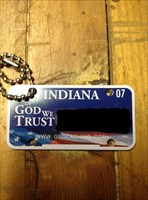Indiana license tag