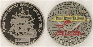 Pirate Days of The Colony 2009 Geocoin Antique Sil