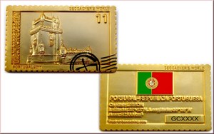 Geocachers World Geocoin Portugal satin gold 1v100