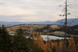 looking over Foys Lake and into Glacier National Park and the North Fork of the Flathead River....winter&#39;s a coming, but a feel larch still golden.