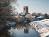 Coningsby Saint Michael&#39;s Church Coningsby and the River Bain, winter 2010